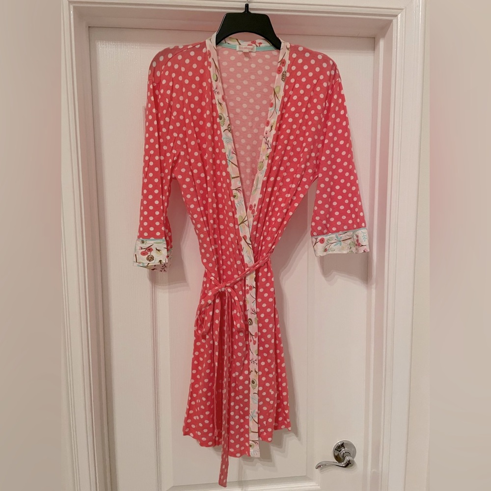 Insomniax lightweight sleep robe size Large- salmon pink, aqua and white